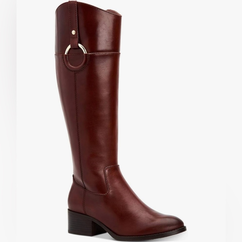 Alfani Step N Flex Genuine Leather Riding Boots Brown Size 5.5M – NWT (Damaged)